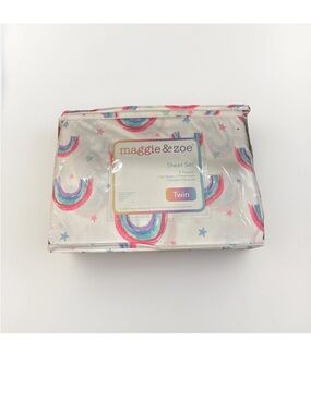 maggie & zoe Rainbow Print Twin Sheet Set - Pink, Blue & Purple